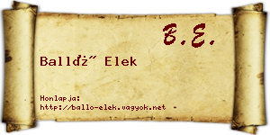 Balló Elek névjegykártya